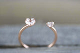 0.7ct Round Cut Diamond Engagement Ring Open Heart Dainty 14k Rose Gold Finish