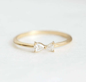 1ct Pear Trillion Cut Diamond Engagement Ring 14k YellowGold Over Two Stone Fish