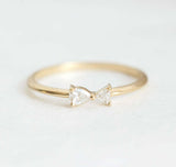 1ct Pear Trillion Cut Diamond Engagement Ring 14k YellowGold Over Two Stone Fish