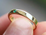 0.1ct Wedding Band Round Cut Green Emerald Anniversary 14k Yellow Gold Finish