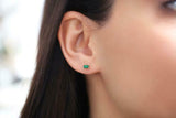 0.4ct Baguette Cut Green Emerald Solitaire Stud Earrings 14k Yellow Gold Finish