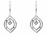 0.2ct Round Diamond Vintage Inspired Pave Leaf Drop Earrings 14k White Gold Over