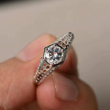 0.5ct Round Cut Diamond Engagement Ring 14k White Gold Finish Hollow Solitaire