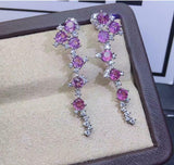 3.5ct Drop Earrings Oval Cut Purple Amethyst Cocktail Cluster 14k WhiteGold Over