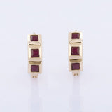 2ct Hoop Earrings Princess Cut Pink Ruby Tiles Design 14k Yellow Gold Finish