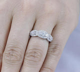 3Ct Round Cut Diamond Stylish Halo Stackable Engagement Ring 14K White Gold Over