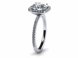 2.6ct Round Cut Diamond Halo Solitaire Engagement Ring 14k White Gold Finish