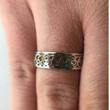 Filigree Celtic Wedding Ring Band 0.6ct Round Cut Diamond 14k Two Tone Finish