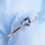 1ct Heart Blue Aquamarine Engagement Ring Minimalist Trilogy 14k White Gold Over