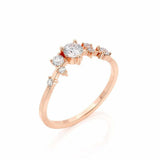 1ct Round Cut Diamond Stylish Solitaire with Accents Ring 14k Rose Gold Finish