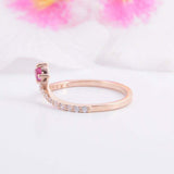 1.2ct Round Cut Pink Ruby Engagement Ring Curved Shape 14k Rose Gold Finish