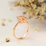 1.2ct Princess Cut Peach Morganite Minimalist Solitaire Ring 14k RoseGold Finish