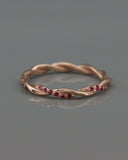 1Ct Round Cut Pink Ruby Twisted Rope Eternity Wedding Band 14K Rose Gold Finish