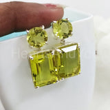 2ct Emerald Simulated Peridot Party Wear Dangle Earrings 14k White Gold Plated