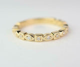 1ct Wedding Ring Band Round Cut Diamond Petite Minimalist 14k Yellow Gold Finish