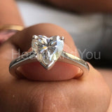 1ct Heart Cut Simulated Diamond Solitaire Engagement Ring 14k White Gold Plated