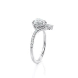 2.5ct Heart Diamond Engagement Ring V Shaped Stylish Curved 14k White Gold Over