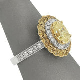 4Ct Oval Cut Yellow Sapphire Diamond Halo Engagement Ring 14K Dual Gold Finish