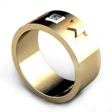 0.1ct Princess Cut Custom Alphabet Mens Wedding Ring 14k Yellow Gold Finish