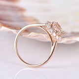 1ct Round Cut Peach Morganite Flower Design Engagement Ring 14k Rose Gold Finish