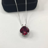 1.5ct Cushion Cut Red Garnet Solitaire Pendant 14k White Gold Finish NO CHAIN