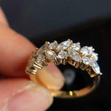 2.2ct Marquise Cut Diamond Wedding Band Dual Row Cluster 14k Yellow Gold Finish