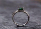 1.6ct Engagement Ring Round Cut Green Emerald Split Shank 14k White Gold Finish