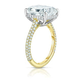 2.7ct Radiant Cut Diamond Accents Hidden Halo Engagement Ring 14k Dual Gold Over