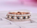 2ct Round Cut Diamond Wedding Band Half Eternity Stackable 14k Rose Gold Finish