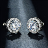 2.1ct Round Cut VVS1D Diamond Halo Solitaire Stud Earrings 18k White Gold Finish