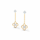 1ct Round Cut Floral Chain Vertical Drop Dangle Earring 14k Yellow Gold Finish