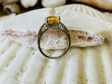 2.1ct Engagement Ring Cushion Cut Yellow Citrine Solitaire 14k White Gold Finish