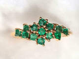 3ct Princess Cut Green Emerald Cluster Minimalist Ring 14k Yellow Gold Finish