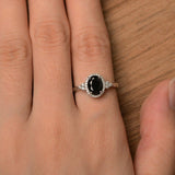 Halo Solitaire Engagement Ring 1.2ct Oval Cut Black Diamond 14k WhiteGold Finish