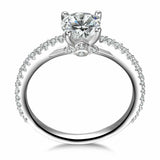 1.6ct Round Cut Diamond 4 Prong Solitaire with Accent Ring 14k White Gold Finish