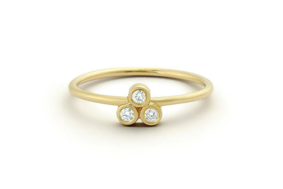 0.5ct Engagement Ring Round Cut Diamond Minimalist Trilogy 14k YellowGold Finish