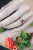 1ct Round Cut Red Garnet Engagement Ring Leaf Vine Solitaire 14k RoseGold Finish