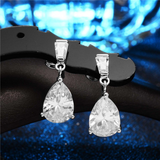 2.3Ct Pear Cut Diamond Stylish Petite Drop Earrings Women 14K White Gold Finish