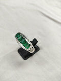 3ct Engagement Ring Oval Cut Green Emerald Filigree Cocktail 14k White Gold Over