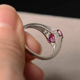 1ct Oval Cut Pink Ruby Trilogy Wedding Engagement Ring 18k White Gold Finish