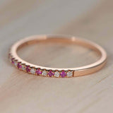 1ct Round Alternate Pink Sapphire Diamond Half Eternity Band 18k Rose Gold Over