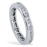 1.33ct Princess Cut Diamond Wedding Ring Band Channel Set 14k White Gold Finish