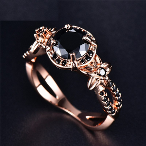 2ct Round Black Diamond Engagement Ring 14k RoseGold Finish Halo Infinity Floral