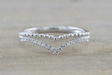 1.5ct Round Cut Diamond Engagement Ring Curved V Shape 14k White Gold Finish