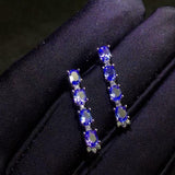 2ct Oval Cut Blue Sapphire Straight Drop Royal Earrings 14k White Gold Finish