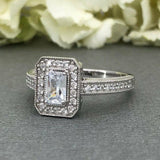 Halo Antique Vintage Engagement Ring 2ct Radiant Cut Diamond 14k White Gold Over