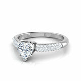 2Ct Heart Cut Diamond Women Solitaire Ring Cluster Accent 14K White Gold Finish