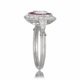 3ct Asscher Cut Diamond Pink Ruby Trendy Halo Art Deco Ring 14k White Gold Over