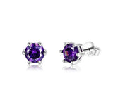 1.2ct Stud Earrings Round Cut Purple Amethyst Solitaire Women 14k WhiteGold Over