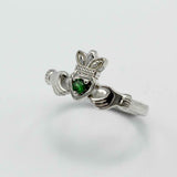 0.5ct Round Cut Green Emerald Engagement Ring Claddagh Irish 14k White Gold Over